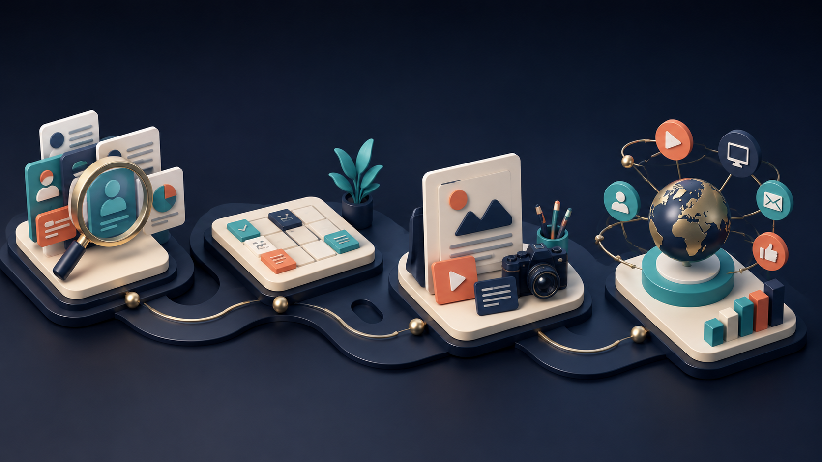 Content marketing workspace and planning visual